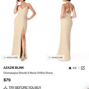 Azazie Champagne Chiffon Gown